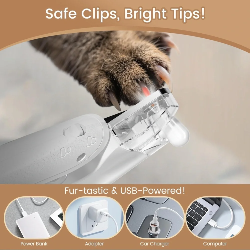 2 in 1 Dog/Cat Nail Trimmers and Clippers with LED Light,Waterproof Splash Guard